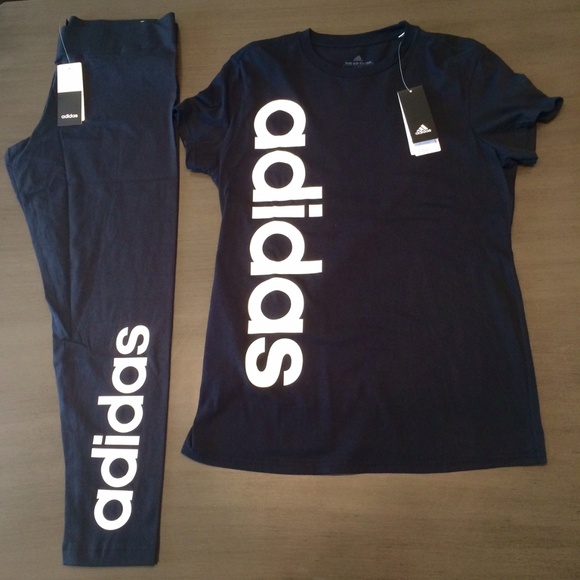 adidas Other - New with tags adidas outfit leggings tshirt set